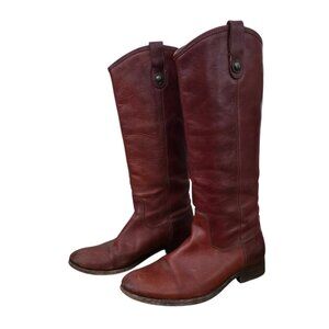 Frye Melissa Button Tall Riding Boots Leather Cognac 8